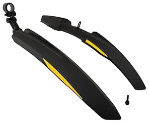 Dark Horse Bicycle Atom Mudguard with Reflective Tape with Plastic Clamp, Black-Yellow