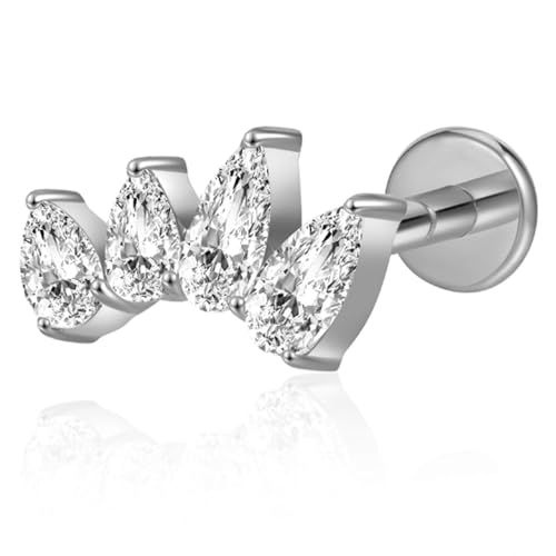 Flat Back Earrings Tragus Piercing Jewelry Hypoallergenic F136 Titanium Studs for Conch Cartilage...