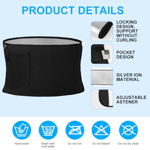 ACWOO Bauchweggürtel Herren Damen, Hula Hoop Gürtel, Waist Trimmer, Fitness Gürtel Verstellbarer, Bauchgürtel Neopren Nano Silber, Sweat Belt Waisttrainer, Rückenbandage, Sportgürtel(Schwarz)