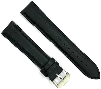 Horlogebandje van rundleer, witte naad, 14 mm, 16 mm, 18 mm, 20 mm, 22 mm, 24 mm, glad leer, Ref. P354, 16 mm, Leer, Niet van toepassing