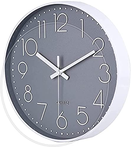 Image of TEKCOOL Plastic Digital Wall Clock 12 inch Silent Quartz Decorative Non-Ticking Classic Clock Battery Operated Round Easy to Read for Room /Home /Kitchen /Bedroom /Office /School- (Grey);