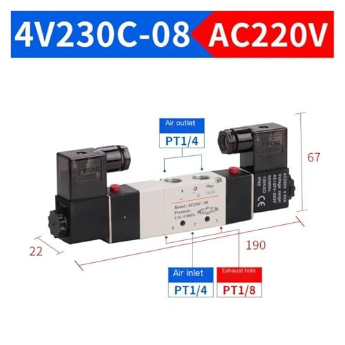 Électrovanne 4V230-08 bipolaire à double commande stable - 6