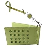 [HERBE] パスケース ドット 穴開き リール革ストラップ 回転 4面 牛革 日本製 定期券入れ ミント