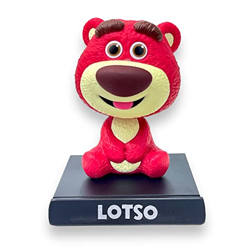 Image of AUGEN Super Hero Lotso Action Figure Limited Edition Lots-o'-Huggin' Bear Bobblehead with Mobile Holder for Car Dashboard, Office Desk & Study Table (Pack of 1)