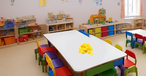 Smartdealspro Undurchsichtiger Lernzähler aus Kunststoff, Mini-Poker-Chips, Spielsteine mit Aufbewahrungsbox (Gelb, 25 mm)