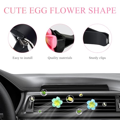 Image of Wevdn 4PCS Flower Car Air Vent Clips, Colorful Tropical Flower Air Freshener Vent Clips with Aromatic Pad, Air Conditioning Outlet Clip Plumeria Flower Decoration (Blue+Green+Rose Red+Purple)