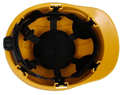Image of BLACK + DECKER Thermostatic Safety Helmet for Construction & Outdoor Activities | Adjustable Chin Strap & Rachet Type Adjustment | Lightweight, Comfortable & Durable Hard Hat | Yellow | BXHP0226IN-Y