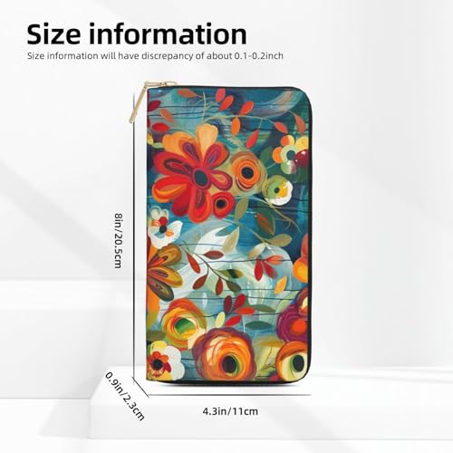 Abstract Floral Printed Long Wallet for Women Men Cute Coin Purse with Card Holder4