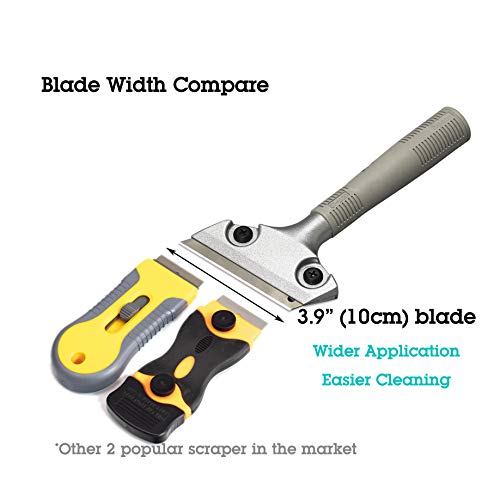 LDS 4" Wide Industry Glass Scraper, Stove Cleaner, Extendable Razor Blade Sticker/paint Scraper Remover for Window Tile Glass Windshield Tile Granite Wall Cleaning Hand Tool, Gum Cleaning, SCRP-U - Thumbnail 4