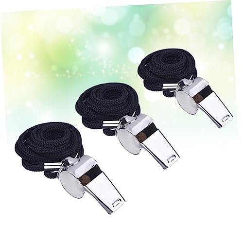 3 silbatos de acero inoxidable GANAZONO con cuerda negra miniatura 4