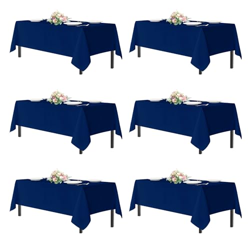 Image of sancua Navy Blue Tablecloths 60x84 Inch for 4ft Tables, 6 Pack