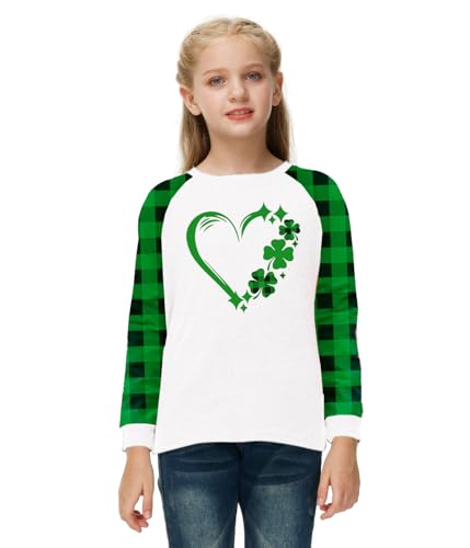 Image of Remimi Girls Thanksgiving Shirts Buffalo Plaid Raglan Tee Cute Turkey Holiday Party Long Sleeve Tshirt 5-14 Years