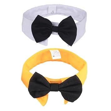 Meri SHOPP Adjustable Pet Dog Cat Bowknot Tie Christmas Holiday Party Collar White_L