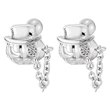 Pendiente Pumpkin Gentleman de Acero Inoxidable para Hombre, Stud Halloween Jack-O-Lantern, Joyería Sombrero de Copa y Monóculo, Accesorio Divertido de Otoño Regalo para Él