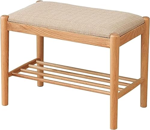 Banco de almacenamiento para zapatos con cojín acolchado y estantes de madera