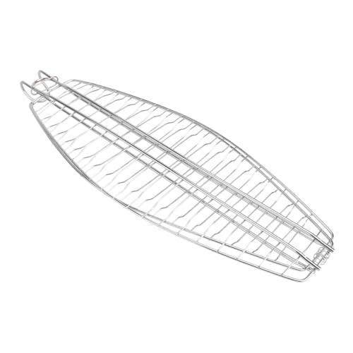 BESPORTBLE Red Para Parrilla De Pescado Con Gancho Para Barbacoa, Cesta De Malla Antiadherente 44 x 15 Cm, Herramienta Para Asar Al Aire Libre, Uso Duradero y Fácil Limpieza