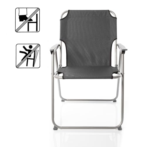 BigDean 4X Klappstuhl Faltstuhl Angelstuhl – Anthrazit/Grau robust klappbar bis 120kg belastbar - klassischer Gartenstuhl für Garten & Camping - Campingstuhl faltbar – Bild 6
