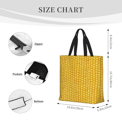 Corn Cob Functional Tote Bag With Zipper – Wear-Resistant Polyester Crossbody Bag, Roomy Storage & Easy-Clean Fabric For Work & Travel3