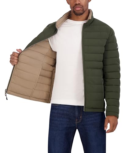 Image of Nautica Men's Reversible Quilted Puffer Jacket -Midweight Mechanical Stretch Winter Coat