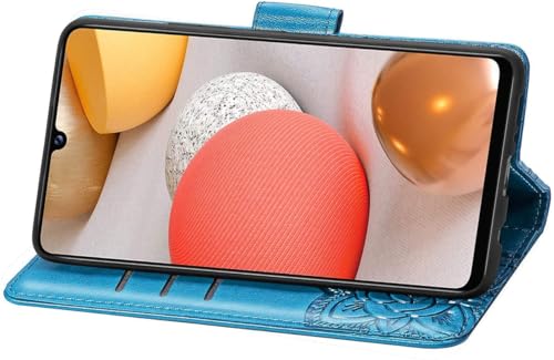 Image of ClickCase Butterfly Series for Redmi Note 15 Pro 5G Leather Embossing Wallet Flip Case Kick Stand Magnetic Closure Flip Cover for Redmi Note 15 Pro 5G (Sky Blue)