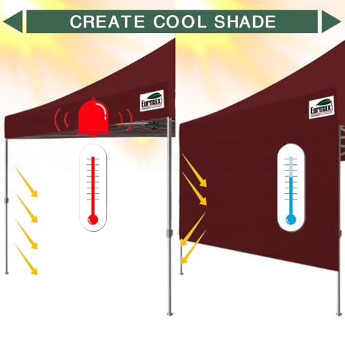Image of Eurmax USA 10x4.8 Pop Up Canopy SunWall-UV Protection for Tents,Blocks Sunlight&Wind,Water Resistant Side Wall Only,Easy Hook & Loop Installation,Fit for 10FT Straight Leg Shelters&Gazebo,Burgundy