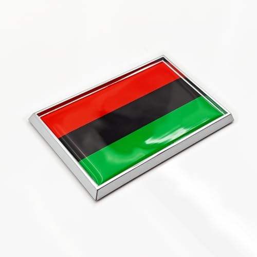 Image of Afro American Flag Sticker Emblem Black Liberation Decal Car Chrome Flags, 2 Pack, 3 x 2 inches