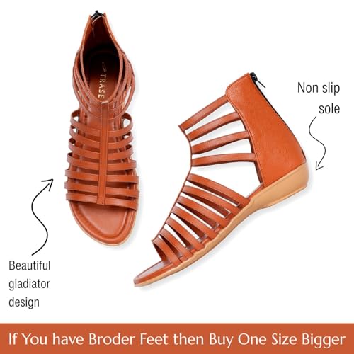 Image of TRASE Flats Gladiator With Zip Closure For Women Sandals| Gladiator High-Tops Sandals For Women | Stylish & Comfortable | College, Office, Shopping, Outdoor & Beach Wear