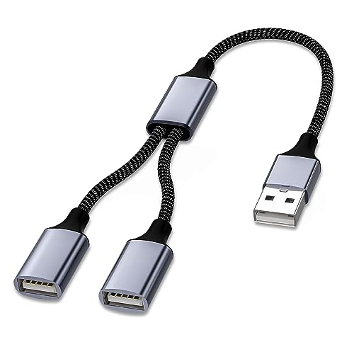 Jasput USB Cable, Male to Female Data Transfer & Charging Cord for TV, Light, Laptop, PC, Mac, HDD, Phone - Double USB Connector