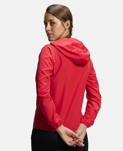 Image of Jockey MW50 Women's Microfiber Fabric Relaxed Fit Raglan Styled Water Resistant Hoodie Jacket with Stay Dry Treatment