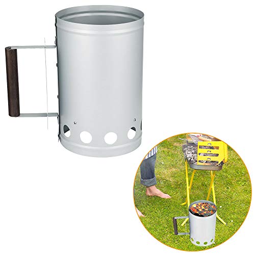 HITECHLIFE Encendedor de carbón para Chimenea, Parrilla de Barbacoa, Quemador de Encendido rápido con Orificios Inferiores, Barbacoa de Inicio rápido con Mango para Acampar y Asar a la Parrilla