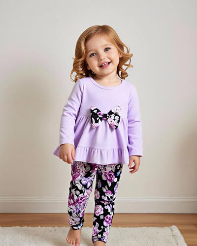 Image of Weebaby Baby Girl Clothes Infant Toddler Girl Clothing Ruffle Shirt High Low Top Floral Allover Pant Little Girls Clothes