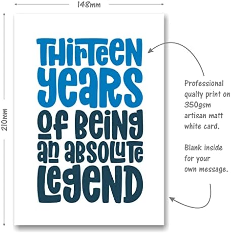 Funny 13th Birthday Card - 13 Years of Being a Legend