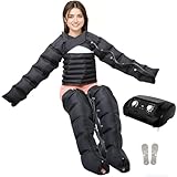 Botas Presoterapia Piernas y Abdomen para Casa con 6 Camaras | Maquina de Presoterapia Profesional para Casa| Masajeador Drenaje Linfatico (Blackarms+legs+waist,6 Cavity)