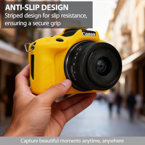 Funda de silicona para cámara Canon EOS R50 amarillo miniatura 3