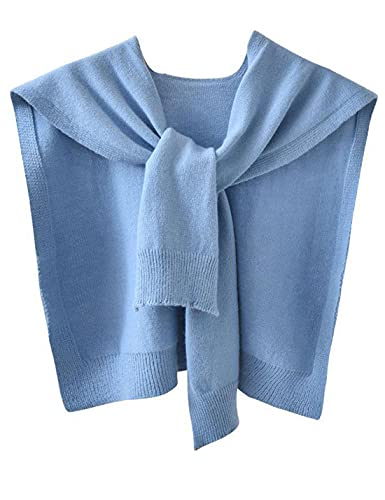 Zontroldy Maglione da donna alla moda lavorato a maglia annodato scialle avvolge mantello top camicette, Azzurro chiaro, taglia unica