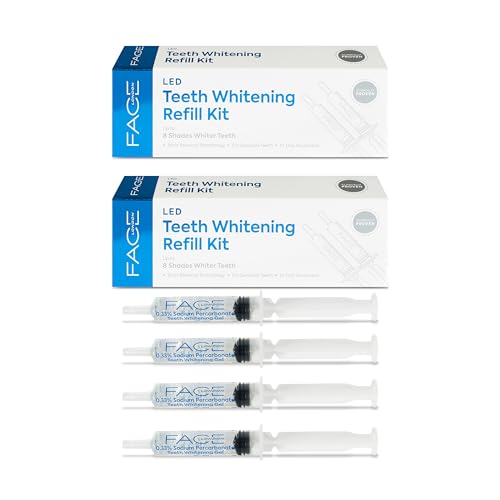 Face London Teeth Whitening Refill Kit 4X 5ml Gel Syringes with Up to 8 Shades & Zero Sensitivity Teeth Whitener Refill for Stain Removal | Teeth Whitening Gel | Teeth Stain Remover