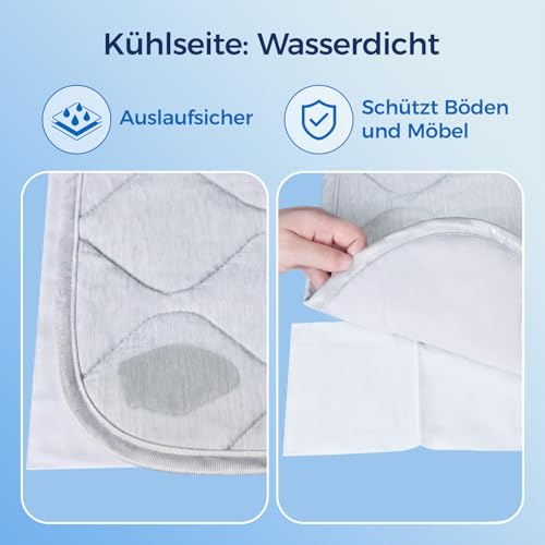 Rywell Kühldecke für Hunde und Katzen, 101x153 cm – selbstkühlende Matte mit Arc-Chill-Technologie (Q-Max 0.5), wasserabweisend & maschinenwaschbar, schützt Sofa und Bett – Grau