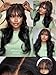 Beauty Forever Black Fluffy Natural Loose Wave Curtain Bangs Wig Glueless Wigs Human Hair Pre Plucked Pre Cut 7x5 Bye Bye Knots Lace Closure Ready to Wear Wig for Women 180% Density 22 Inch