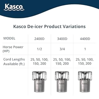 Kasco Deicer 3/4 HP Lake & Pond De-icer 120V – Single Phase with 50 Ft Electric Power Cord | Water Deicer for Ponds, Lakes & Dock Bubbler