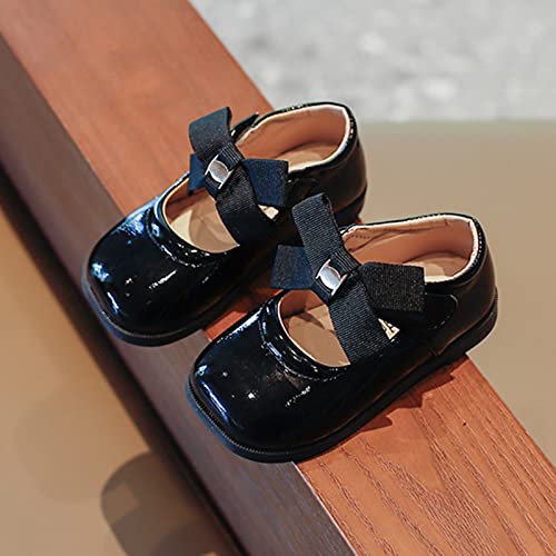 Girl Shoes Size 12 Children Casual Shoes Flat Bottom Lightweight Solid Color Bow Square Toe Comfortable2