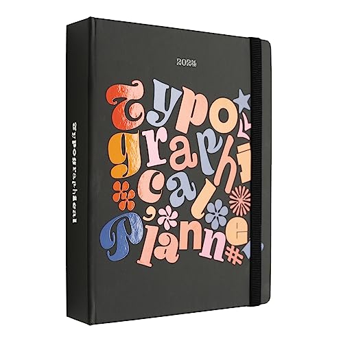 Kokonote Agenda 2023 2024 Semana Vista Premium Typographical - Agenda Escritorio Con Ilustraciones - Agenda Escolar 2023 2024 │ Agenda Semana Vista 17 Meses - Agenda Semanal - Papelería Bonita