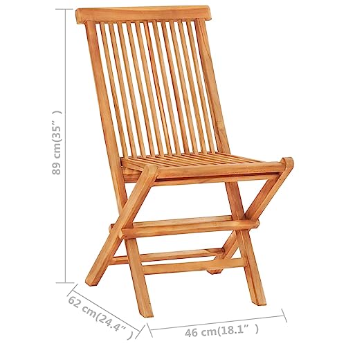 vidaXL Mobilier de Bistro Pliable 3 pcs Salon de Jardin Table et Chaises de Patio Terrasse Extérieur Salle à Manger Bois de Teck Solide – Image 3