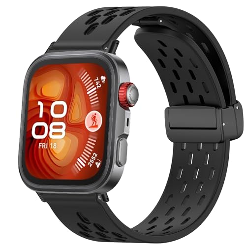 Lamshaw Compatible with Huawei Watch Fit 4 Pro Bands, Breathable Silicone Replacemet Band Straps Compatible with Huawei Watch Fit 4 Pro, Fit 4, Fit 3 (Black, For Fit 3, 4, 4 pro)