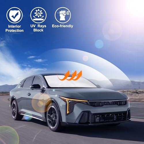 Image of Windshield Sun Shade Custom Fit for 2025 2026 Kia K4 Accessories Foldable Sunshade Sun Blocker Protect Car from Sun Rays & Heat Damage Keep Car Cooler