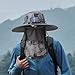 Outdoor Solar Fan Hat, Waterproof Wide Brim Sun Protection Fishing Cap with Face Neck Cover Flap for Outdoor Sports Beach, Dark Gray