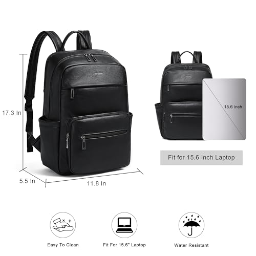 Leather Laptop Backpack for Women 15.6 Inch Laptop Travel Backpack Purse Casual Daypack with Laptop Compartment for College Work Nurse Business Weekender, Black3
