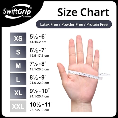 SwiftGrip Disposable Nitrile Exam Gloves, Black Nitrile Gloves Disposable Latex Free for Medical, Cooking & Esthetician, Food-Safe Rubber Gloves, Powder Free, Non-Sterile, 100-ct Box (Medium)