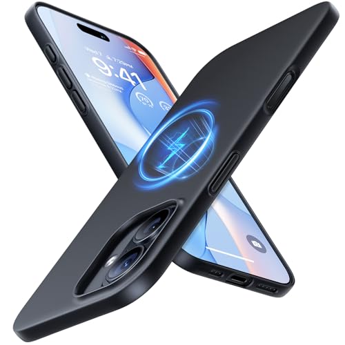TORRAS Magnetic Slim Fit for iPhone 17 Case, Ultra-Thin Compatible with MagSafe, Stronger Magnetic + Thinner, Lightweight Matte Anti-Scratch Hard PC Cover Phone Case for iPhone 17, Black