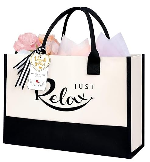 BAGAIL Initial Tote Bag, Personalized Birthday Gifts for Women, Teacher, Friends, Mom, Wedding, Monogrammed Beach Bag