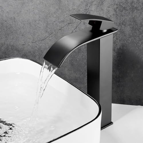 Robinet de lavabo à levier unique cascade noir pour éviter les éclaboussures - 2
